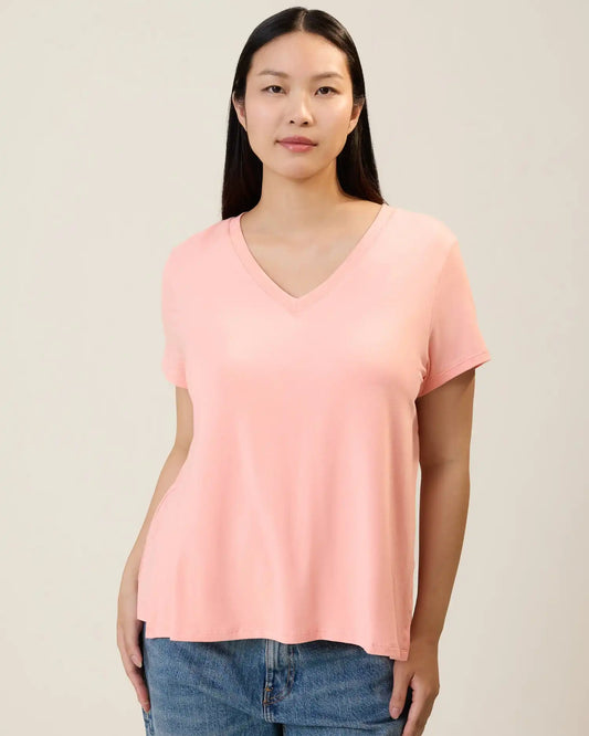 Modal V-neck Nursing T-shirt | Sunset Pink