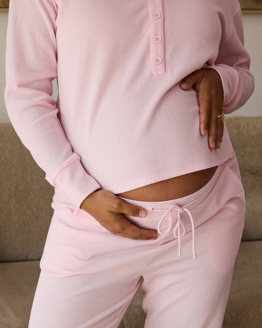 Waffle Maternity & Nursing Lounge Set | Pale Pink