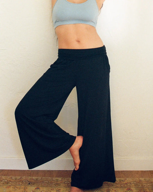Bamboo Wide Leg Maternity & Postpartum Lounge Pant | Black